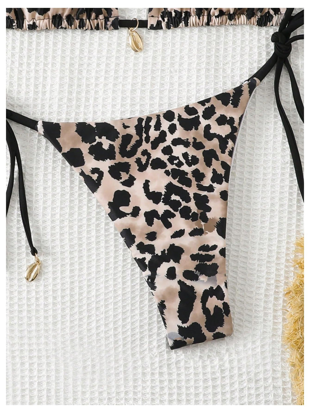Women's 2 Piece Leopard Bikini Set Cheetah Thong Bikini Sexy String High Cut Bathing Suit Cheeky Triangle Swimsuit