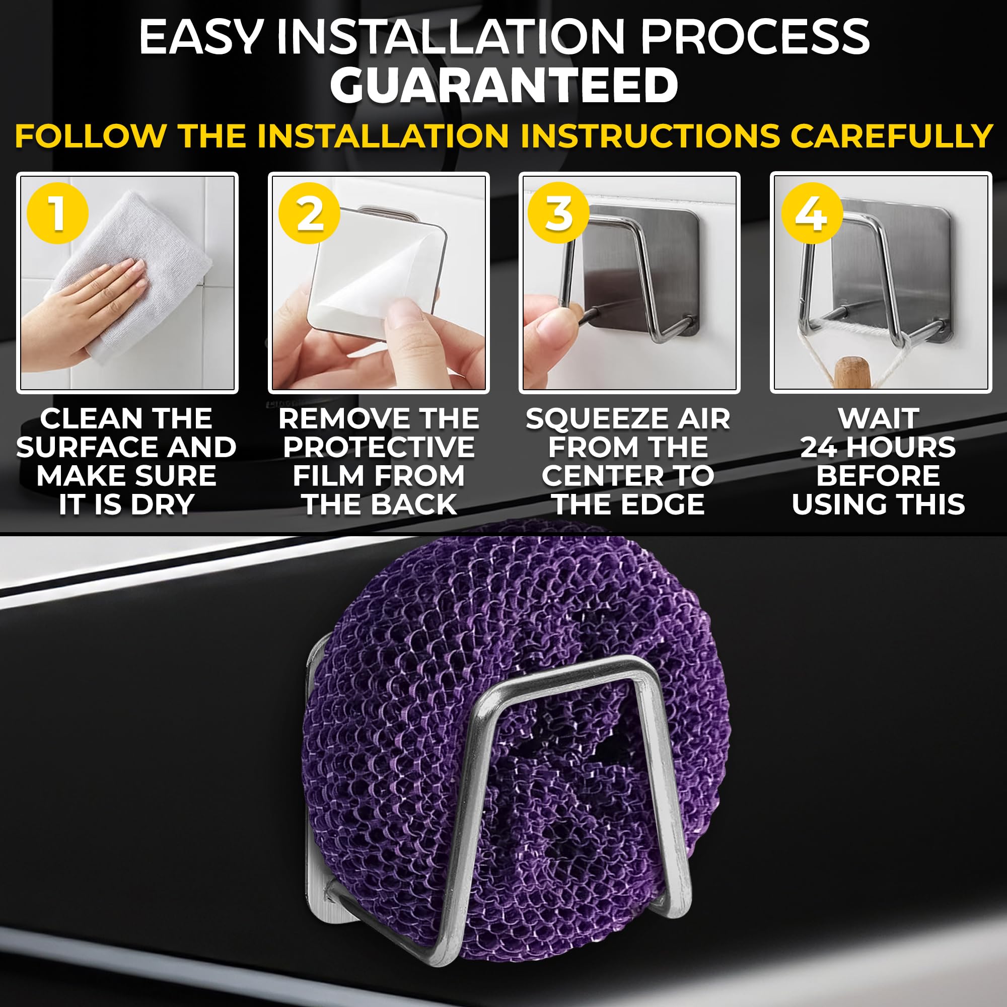 Stainless Steel Sponge Holder for Kitchen Sink â€?Compact & Durable, Easy to Install, Keeps Sponge Dry, Saves Storage Space