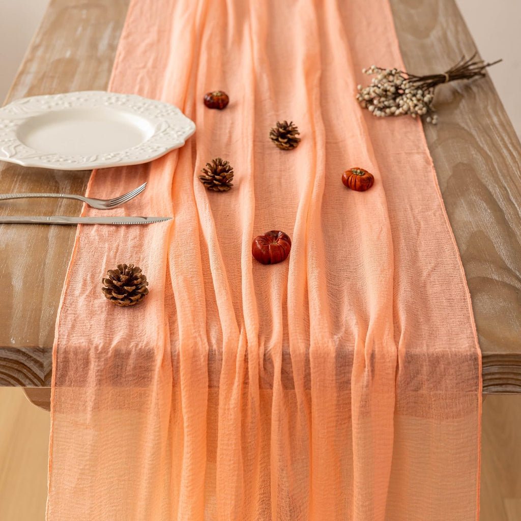 Table Runner Cheese Cloth Rustic Gauze Cheesecloth Table Runner 120 Inch 10 FT Sheer Boho Home Decorations
