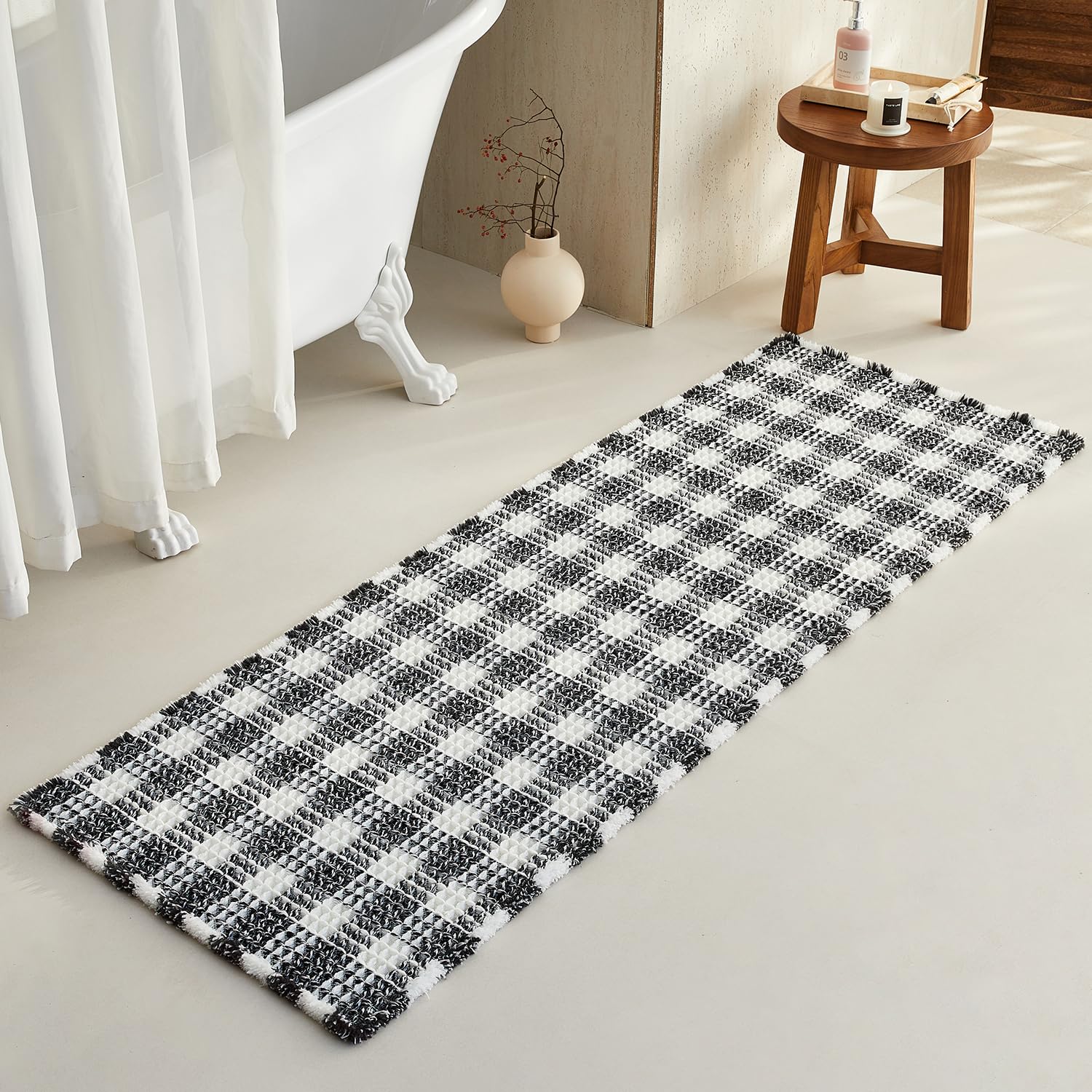 Waffle Bath Mat Non Slip Washable Quick Dry Cute Bath Mat
