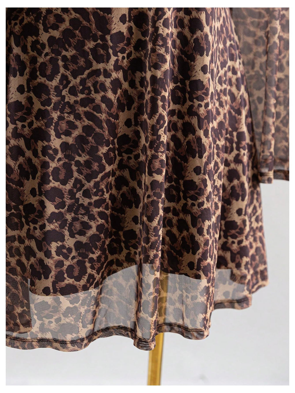 Women's Plus Size Lace Leopard Print Bell Sleeve Bow Front Dress Mini