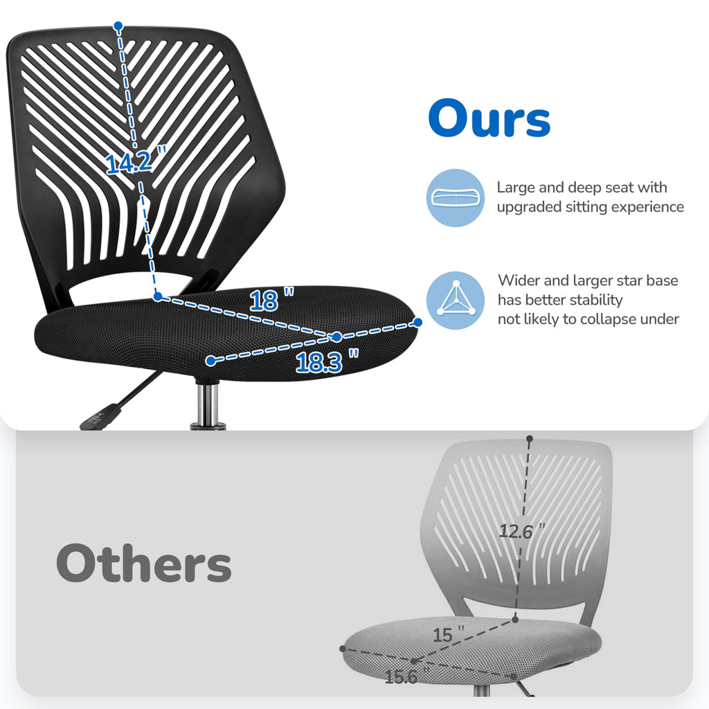 Cute Low-Back Armless Study w/Lumbar Support Adjustable Swivel Chair