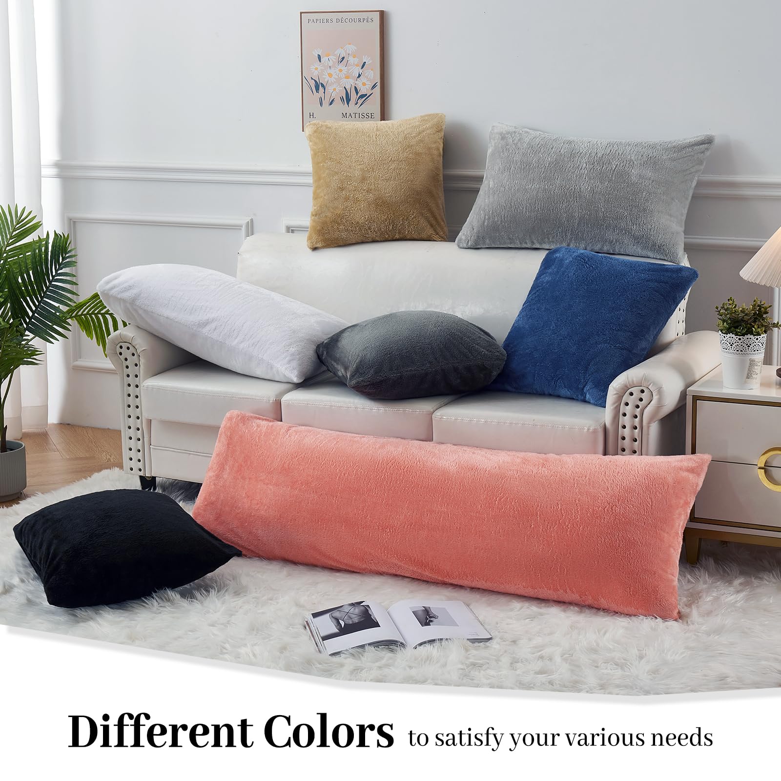 Faux Fur Pillow Cases Set of 2, Luxury Ultra Soft Fuzzy Pillowcases, Fluffy Plush Velvet Pillow Covers with Zipper, Cozy Warmth and No Shedding