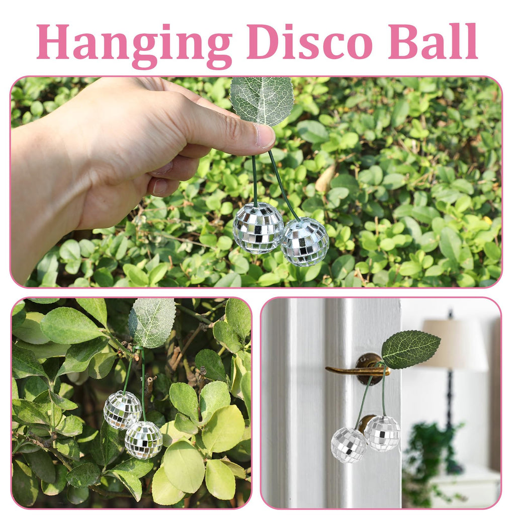 Small Cherry Hanging Disco Ball Decor, 1.2 Inch Double Mirror Disco Reflective Balls