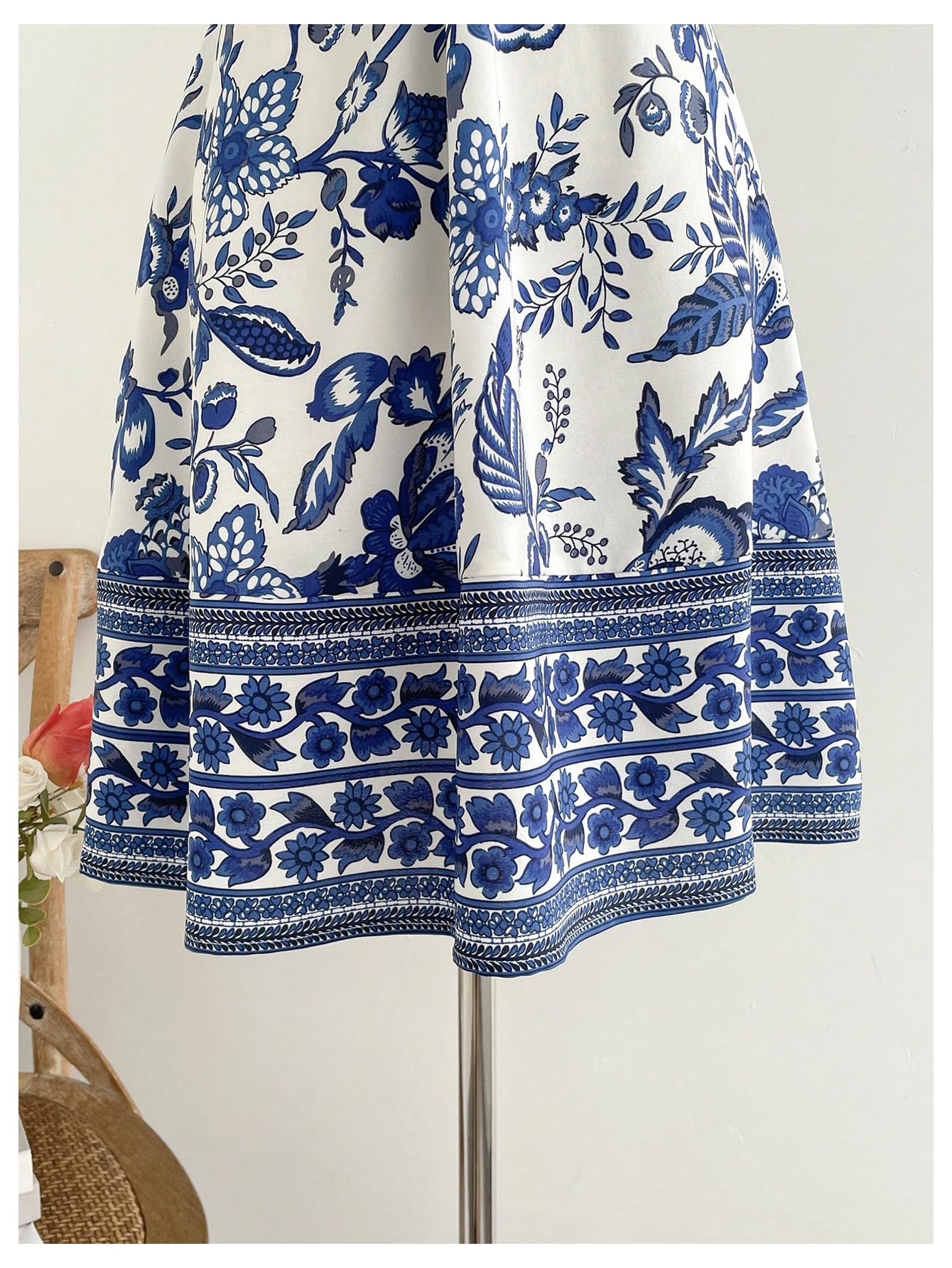 Women's Floral Halter Neck Vacation Dress Sleeveless Cut Out Boho Cami Dress