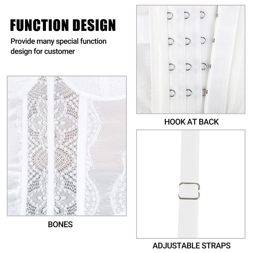 Lace Bustier Corset Tops for Women - Sexy Going Out Party Club Top with Buckle