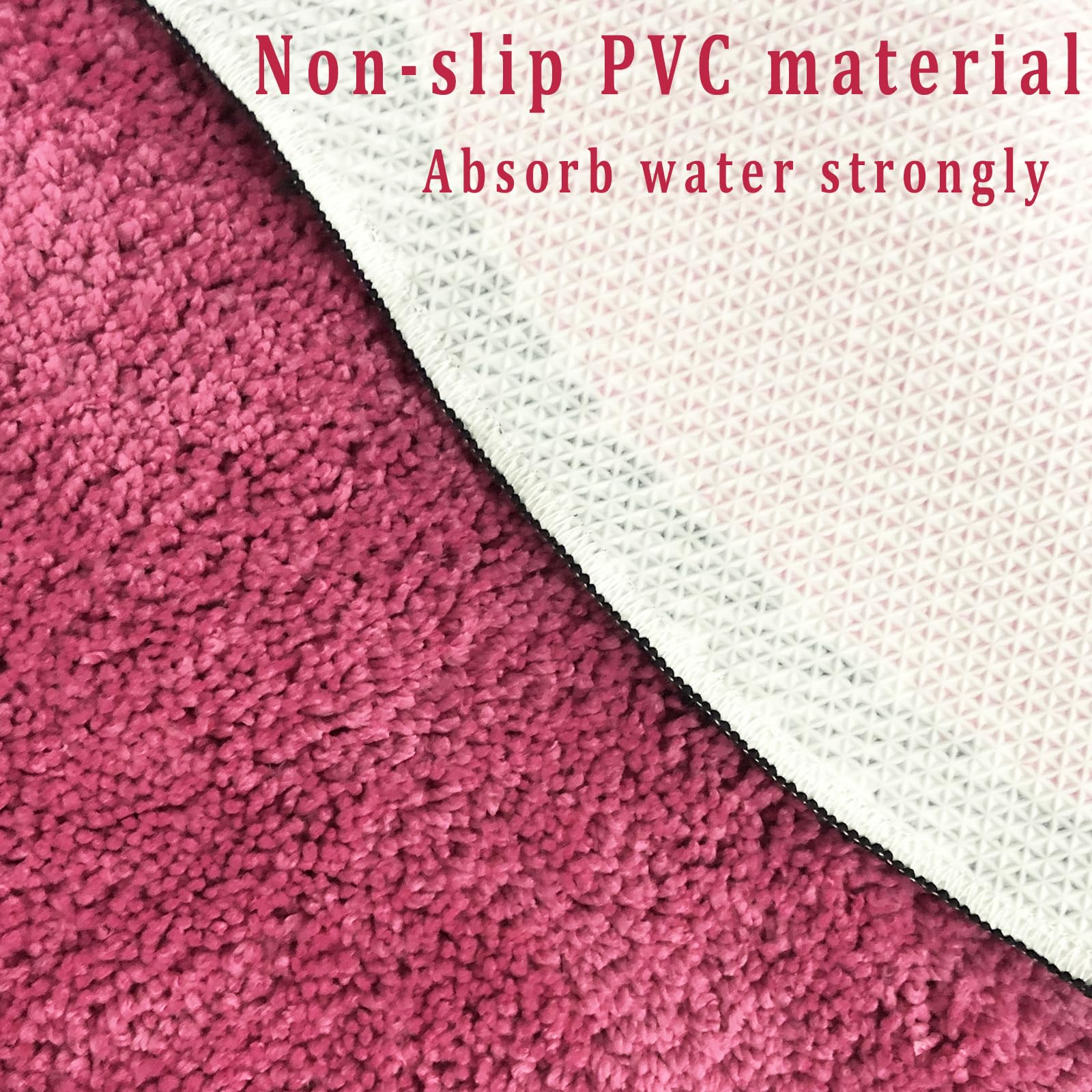 Pink Heart Shape Bathroom Mat - Soft and Absorbent Bath Mat, Non Slip Washable Bath Rug for Shower Bedroom Kitchen Living Room Decor