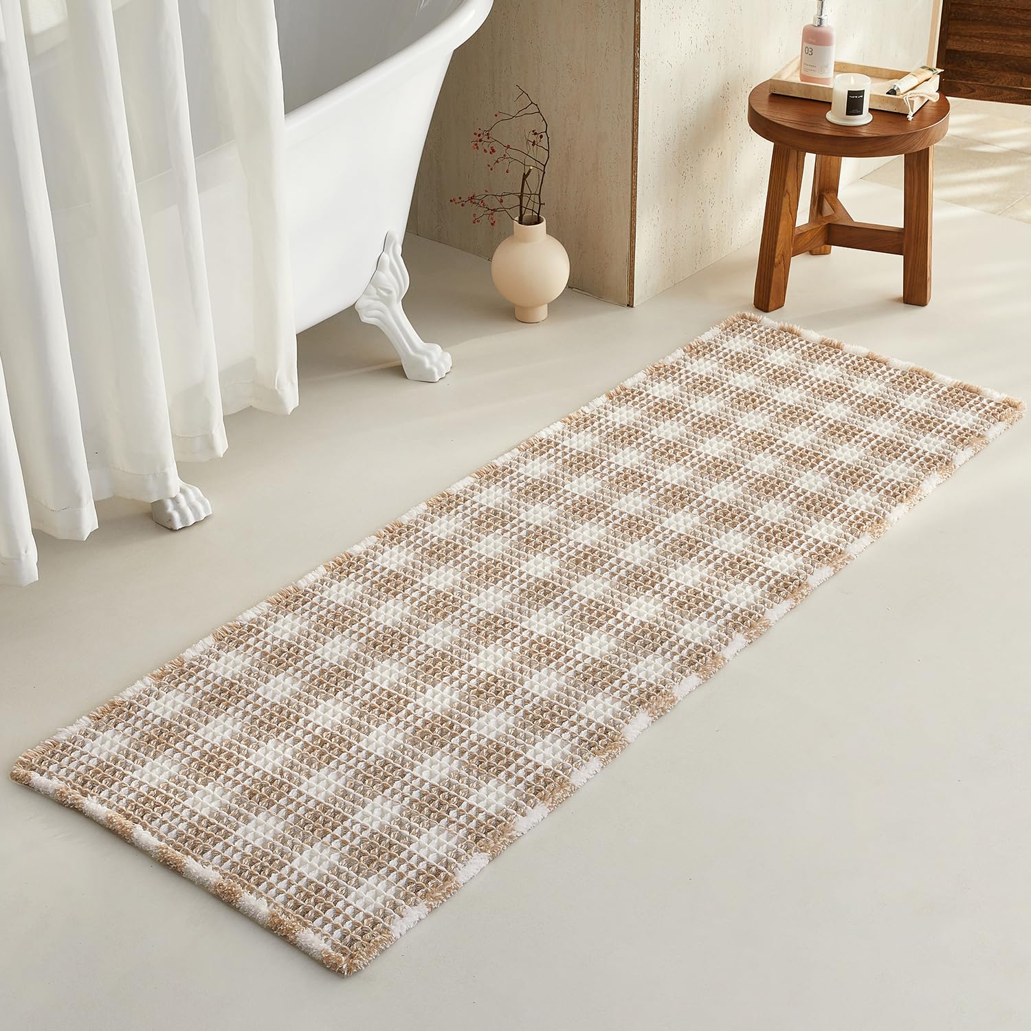 Waffle Bath Mat Non Slip Washable Quick Dry Cute Bath Mat