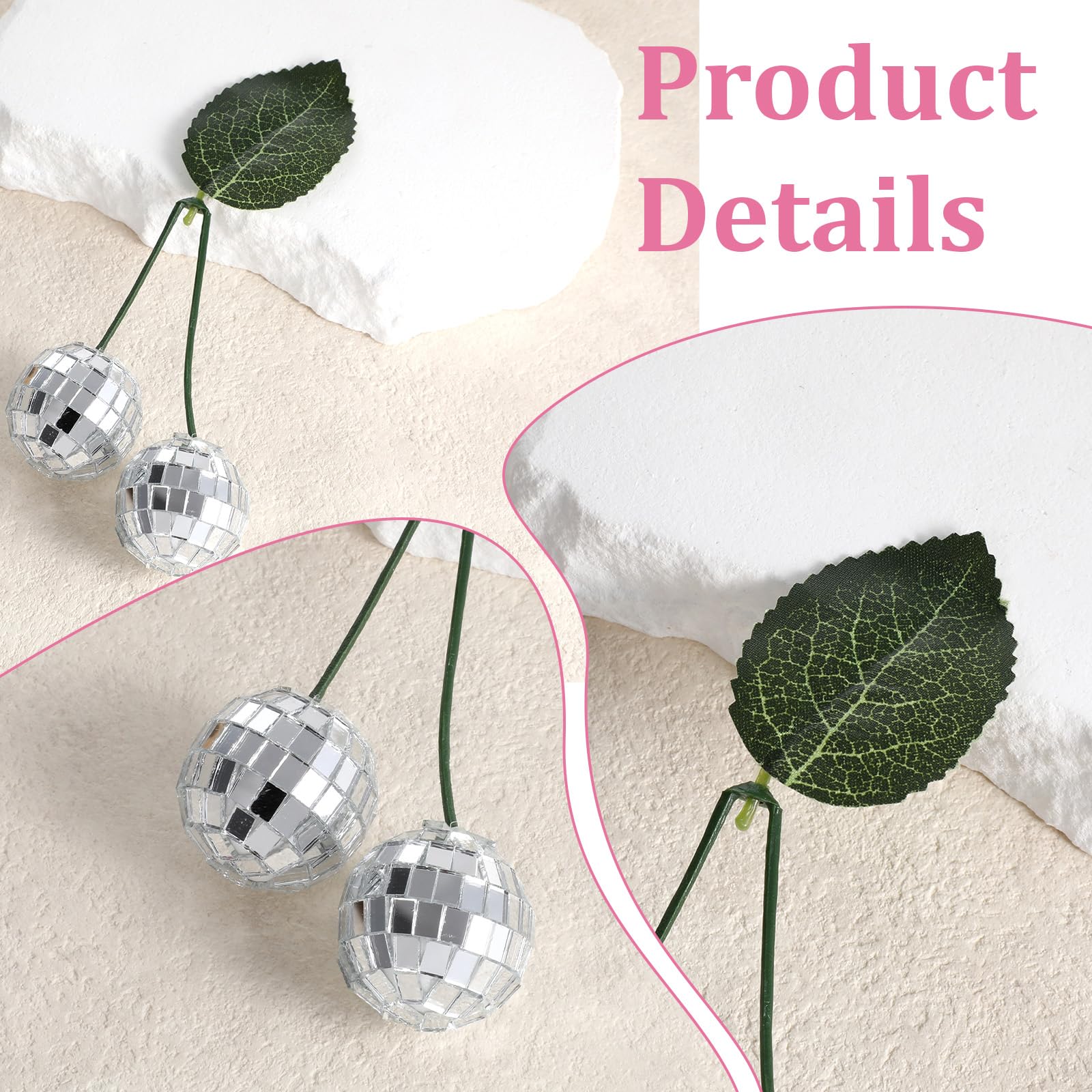 Small Cherry Hanging Disco Ball Decor, 1.2 Inch Double Mirror Disco Reflective Balls