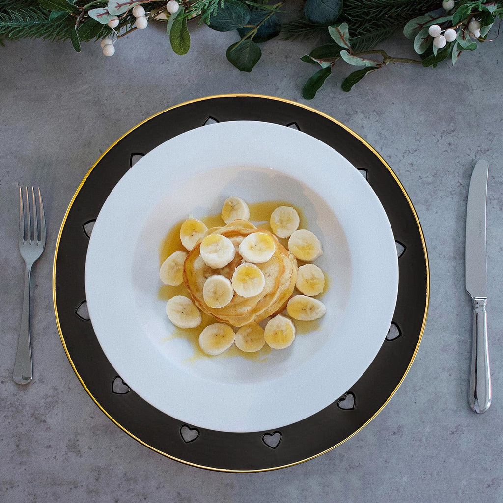 Round 13" Pink Charger Plates, Heart Hollow Chargers for Dinner Plates with Golden Border