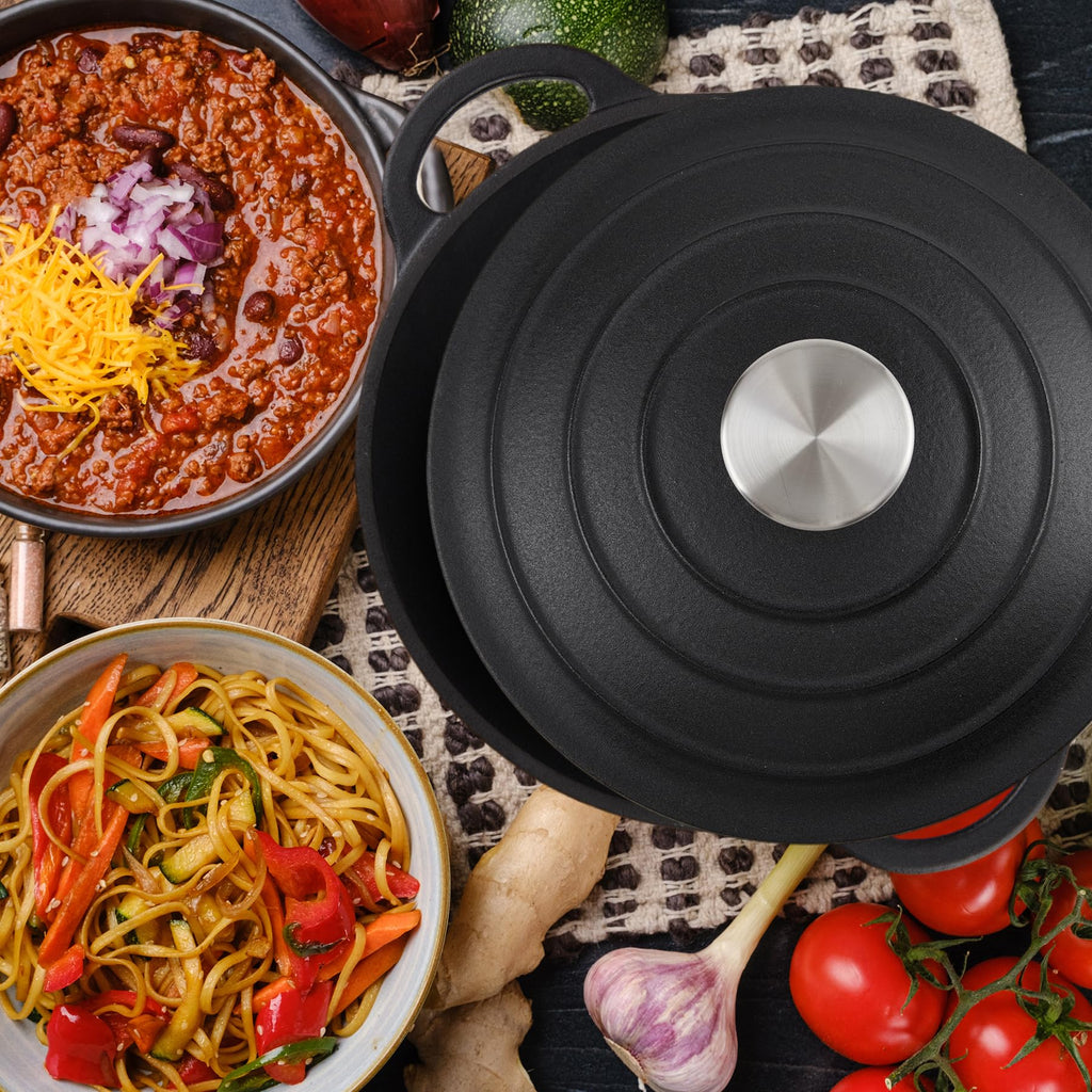 Enameled Cast Iron Dutch Oven with Lid - Big Dual Handles - Round Pot for Versatile Cooking 6 Quart