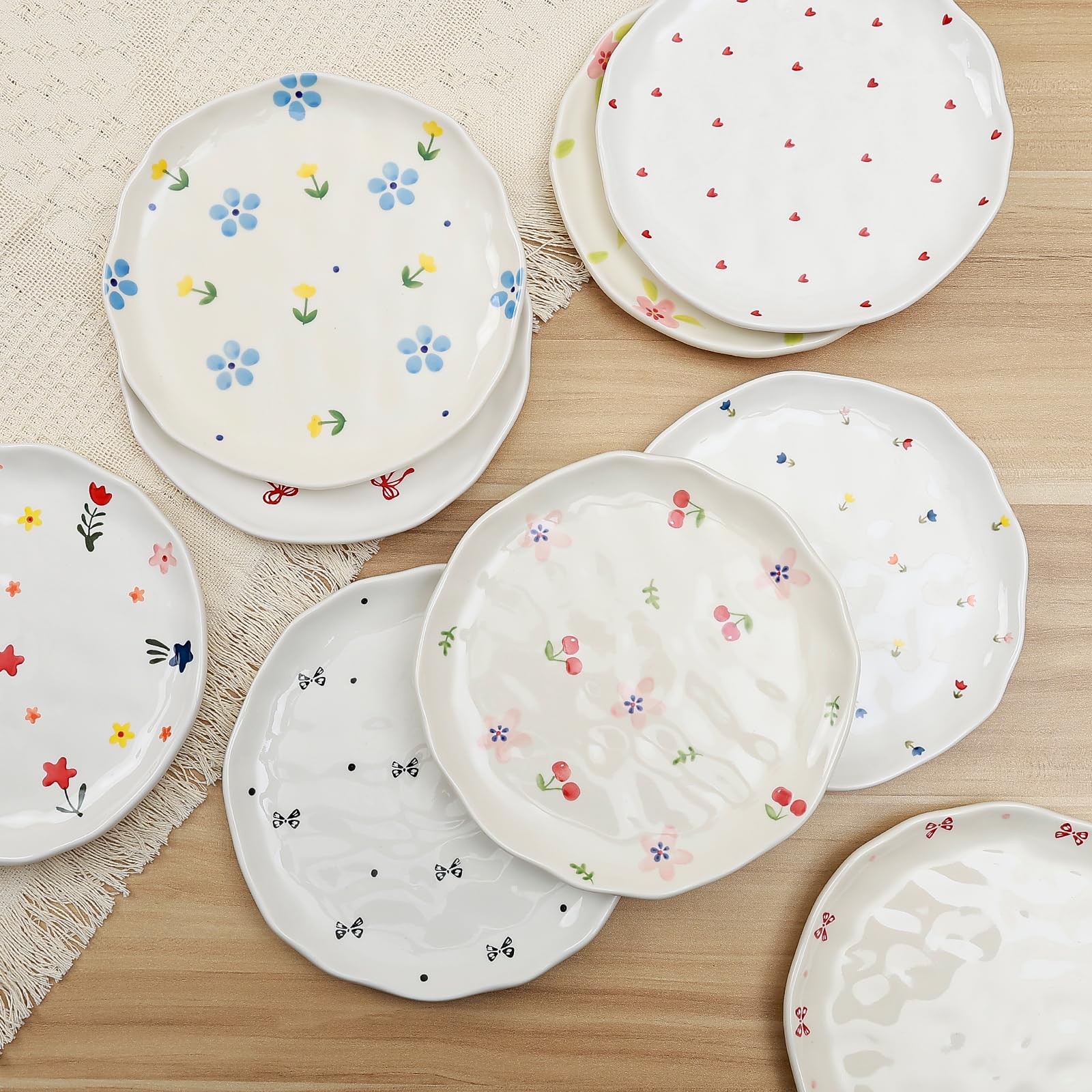 Ceramic Dinner Plates, 8" Modern Rustic Appetizer Plate