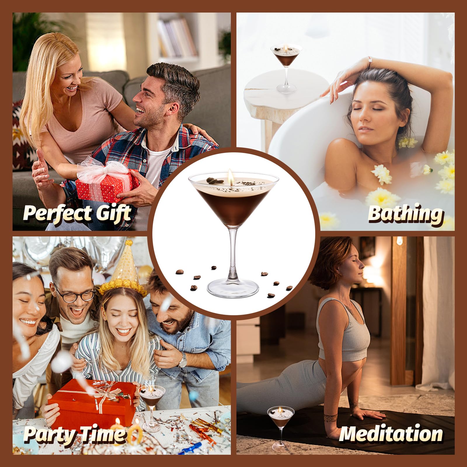 Chocolate Espresso Martini Candle â€?Scented Soy Wax Candle with Coffee & Cocoa Aromas, Long-Lasting 40H Burn Time