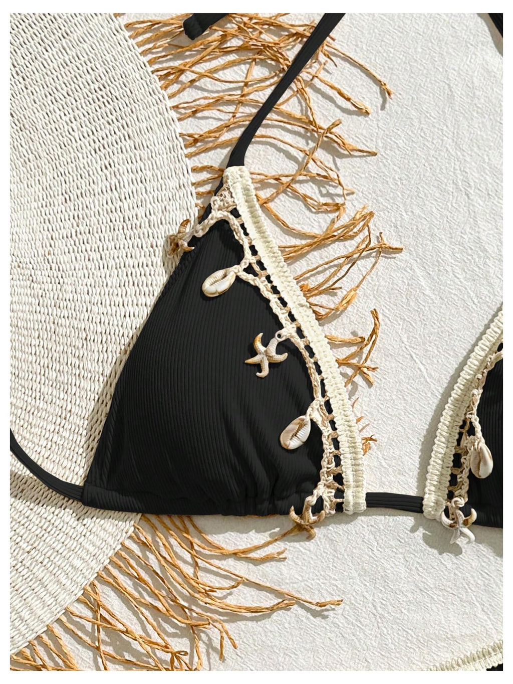 Women's 2 Piece Halter Triangle Bathing Suit Ribbed Bikini Swimsuits