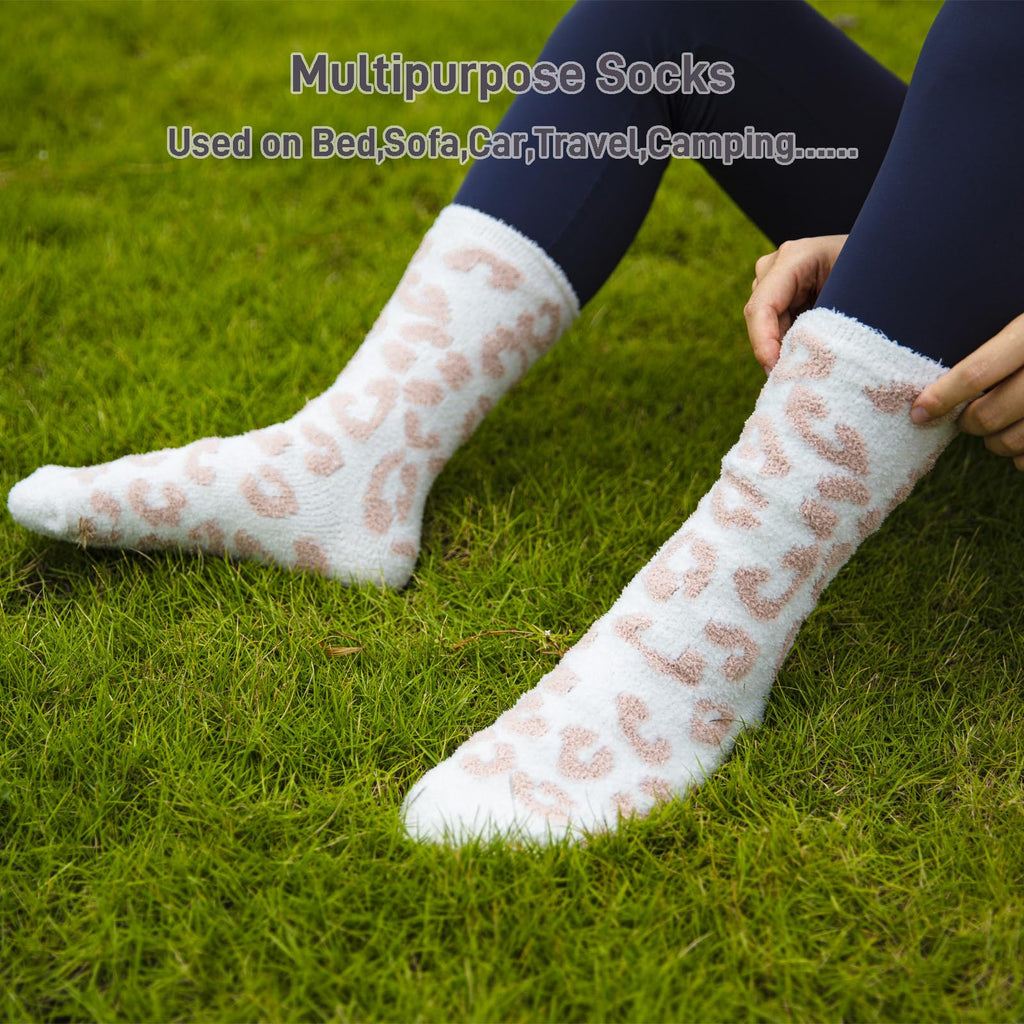 Fuzzy Socks for Women Leopard Print,Microfiber Cozy Socks Fluffy Warm Socks for Women, Luxury Gifts for Women