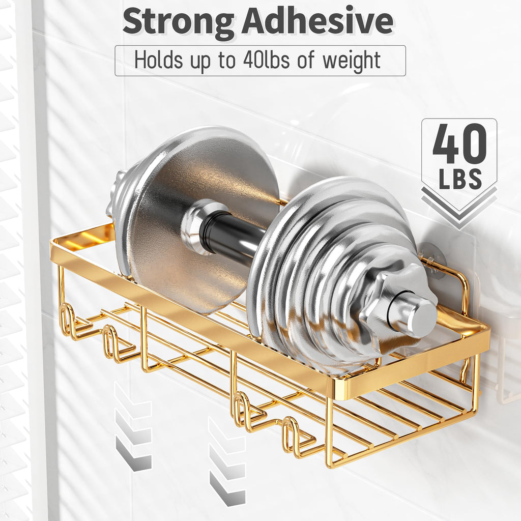 Shower Caddy Organizer Rack Shelf for Inside Shower, Adhesive Bathroom Wall Storage Basket Rustproof Stainless Steel