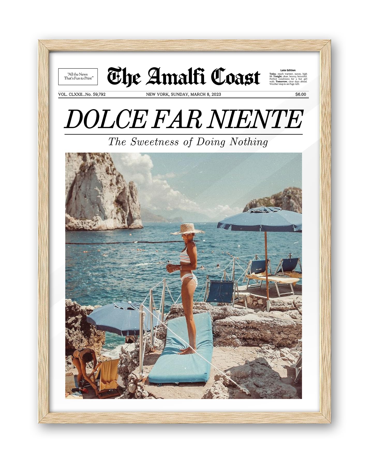 Trendy Retro Newspaper Headline Framed Wall Art, Poster Vintage Canvas Print