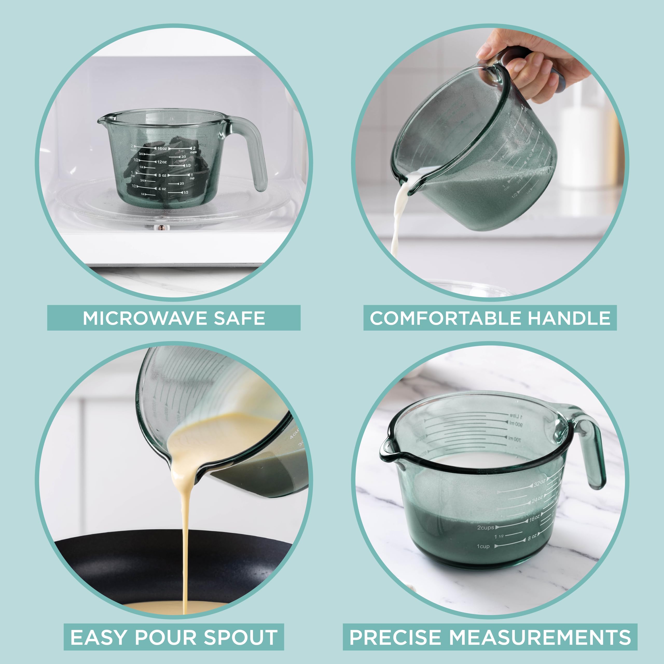Glass Measuring Cups - Ideal for Cooking and Baking
