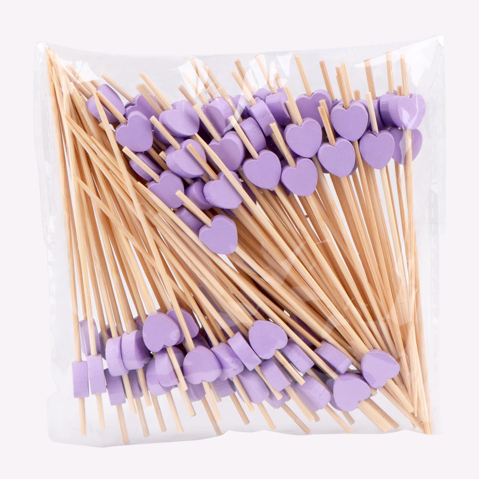Heart-Shaped Bamboo Cocktail Picks â€?Natural Toothpicks for Appetizers, Fruit, Desserts & Sandwiches 100-Pack