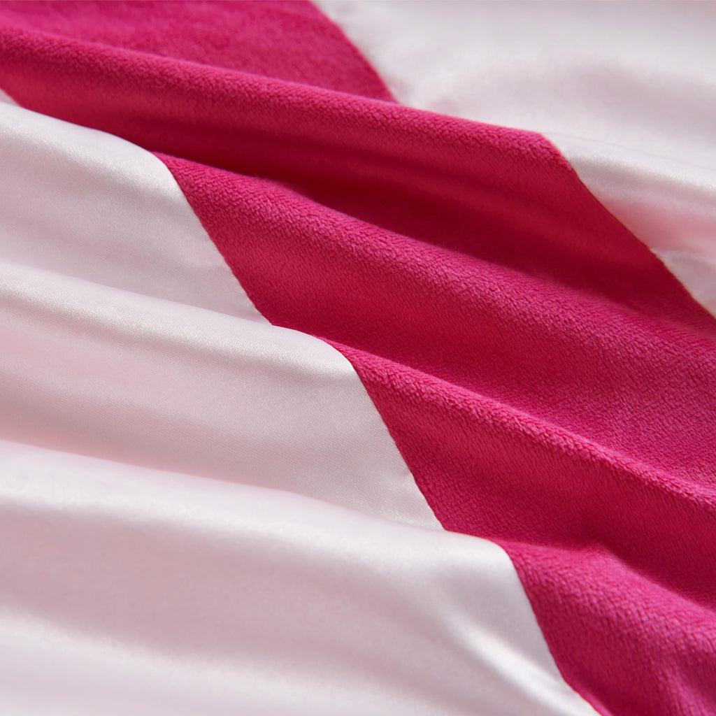 Juicy Couture Velvet Stripe on Satin Pink Comforter Set - 3 Piece Luxury Bedding Ensemble