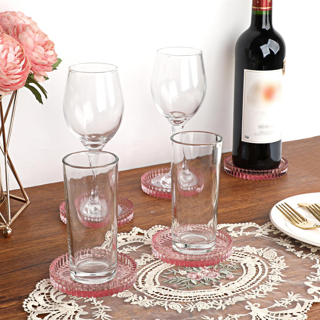 Modern Clear Coaster Set of 8- Glass Coasters for Drinks Crystal Coasters Round Cup Coasters