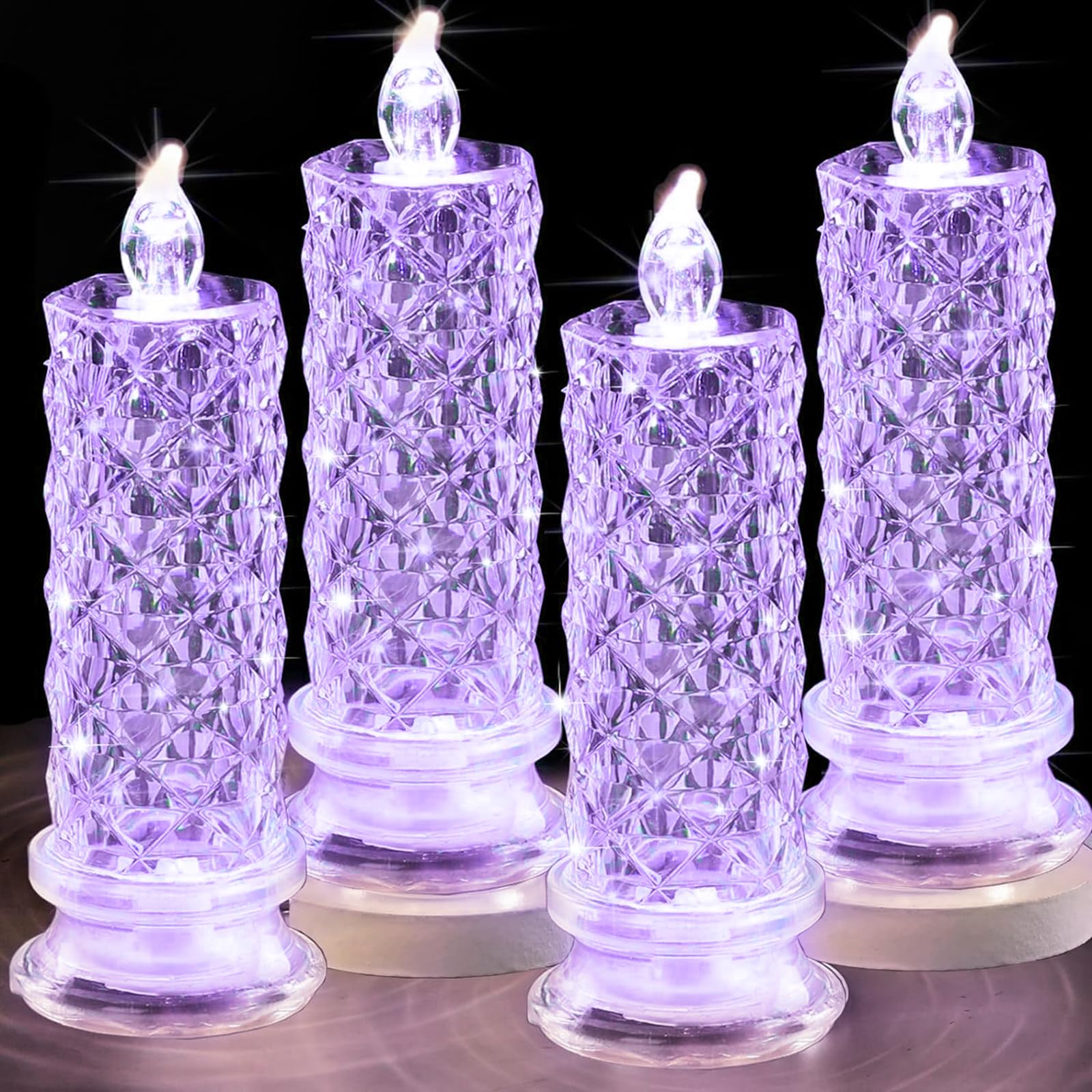 Shadow LED Flameless Candles - 4PCS Romantic Battery Operated Pillar Candles
