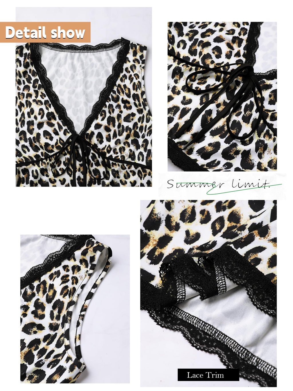 Womens Leopard Lace Trim Sexy Tank Tops Bow Tie Front Sleeveless Cheetah Print V Neck Tops Y2K Going Out Crop Top