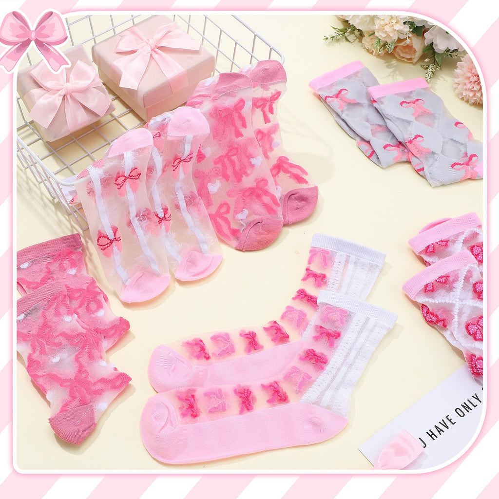Coquette Pink Bow Socks Women's