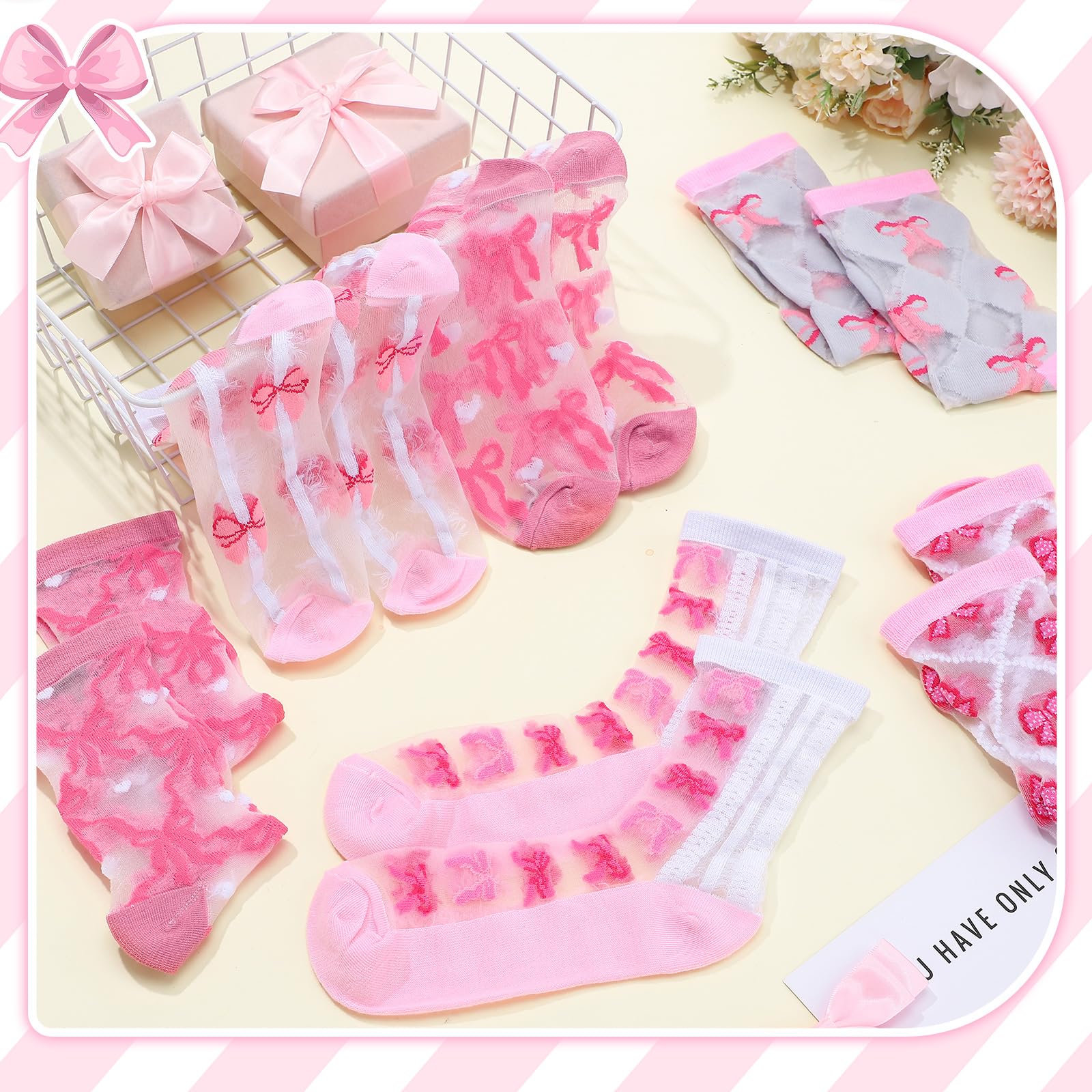 Coquette Pink Bow Socks Women's