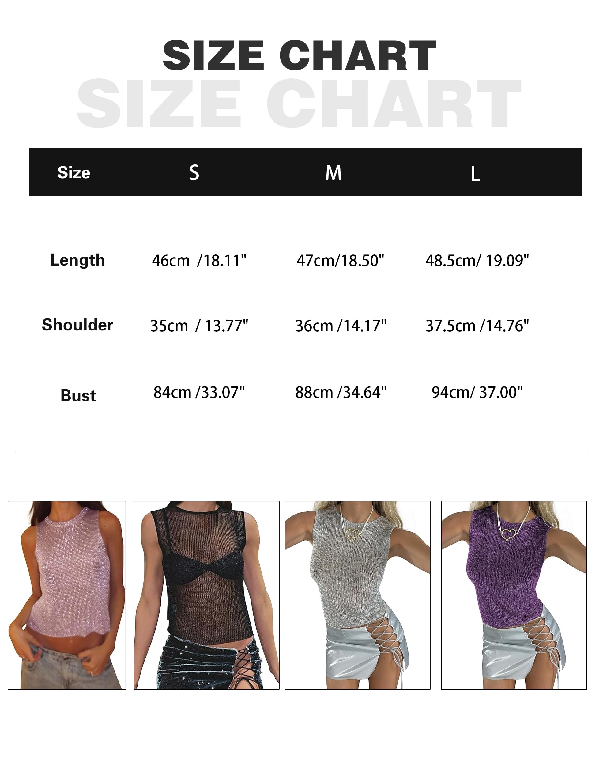 Women Sexy Fishnet Knit Glittering Crop Tank Top Sheer Mesh Sleeveless Crewneck Solid Slim Cropped Tops