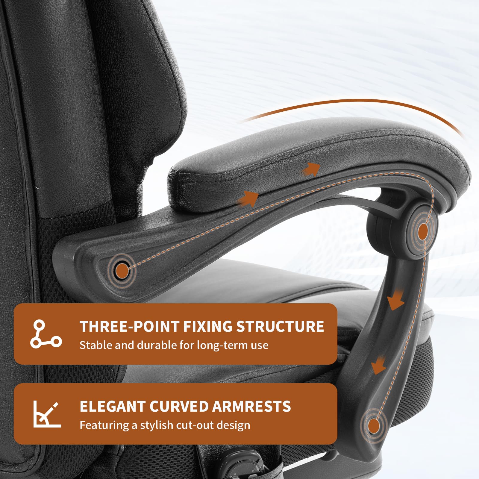 Massage Office Chair with Heat 6 Vibration Points, High Back & Heat, Executive Desk Chair, Big and Tall Office Chair 400lbs, Comfortable Ergonomic Reclining Managerial Chair