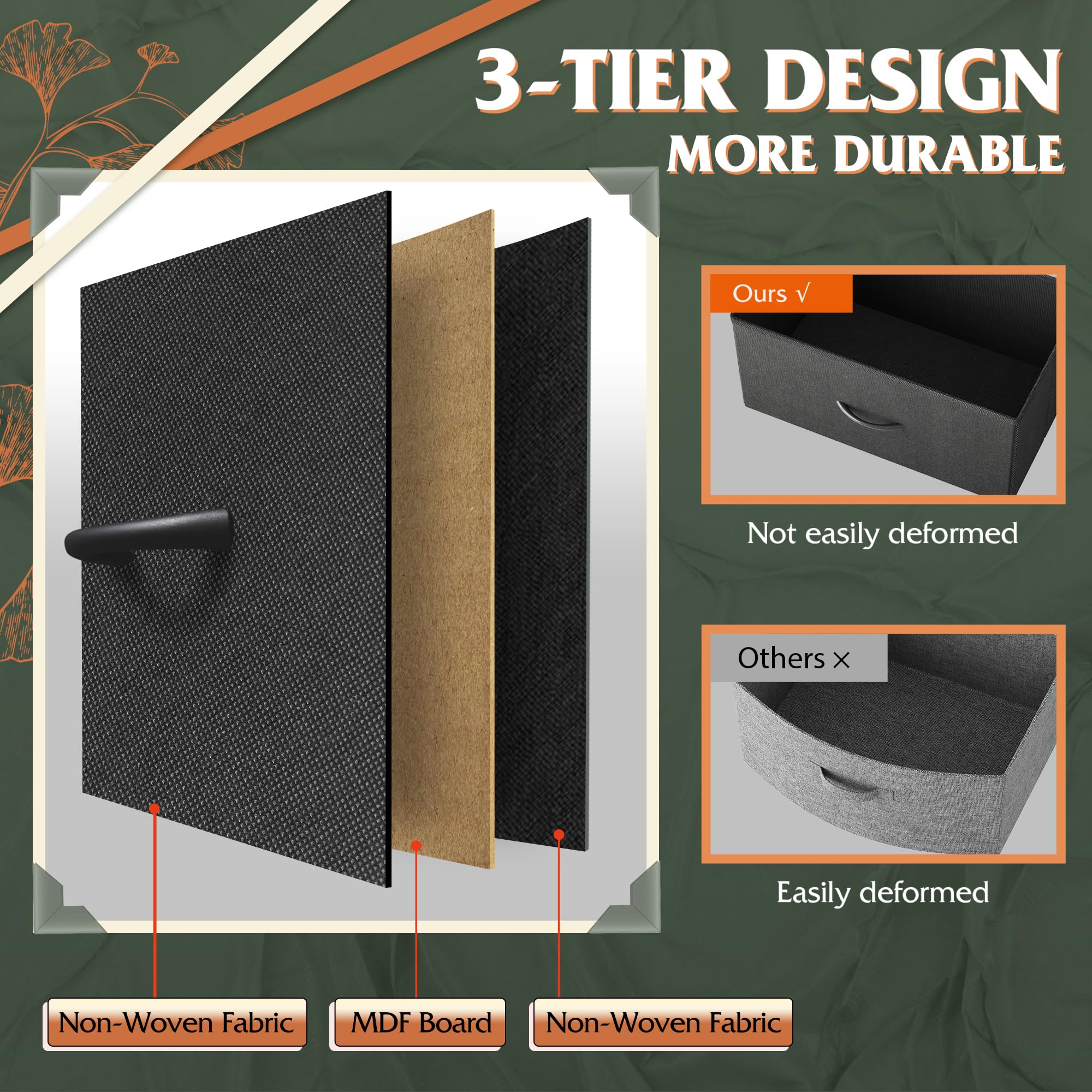 Drawer Fabric 9 Dresser â€?Tall Storage Tower with Bins, Steel Frame, and Wood Top