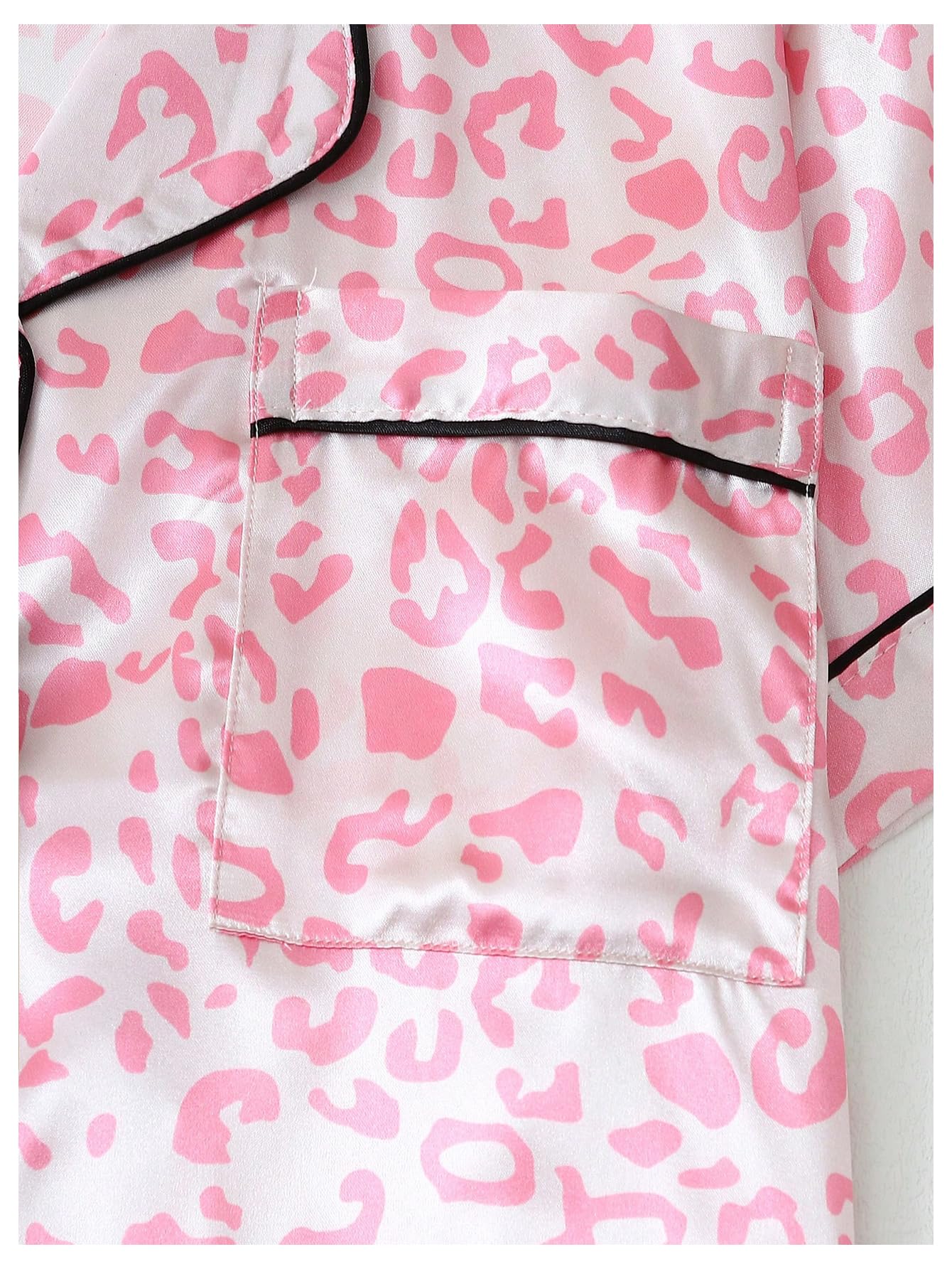 Women's Silk Satin Pajama Set Print Sleepwear Short Sleeve Button Down Pjs Shorts Cheetah Loungewear