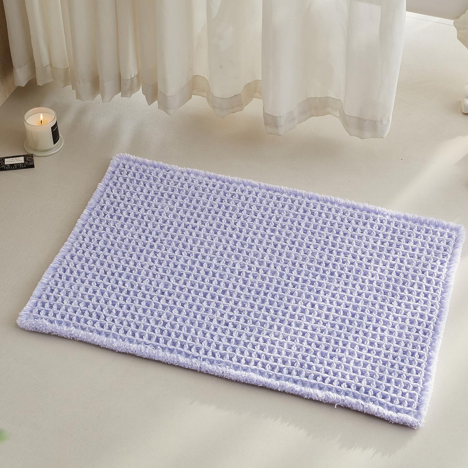 Waffle Bath Mat Non Slip Washable Quick Dry Cute Bath Mat