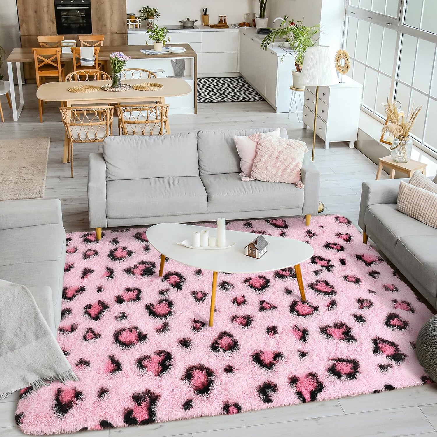 Leopard Rugs, Soft Bedroom Rugs - Fluffy Living Room Rugs, Girls Room Decor