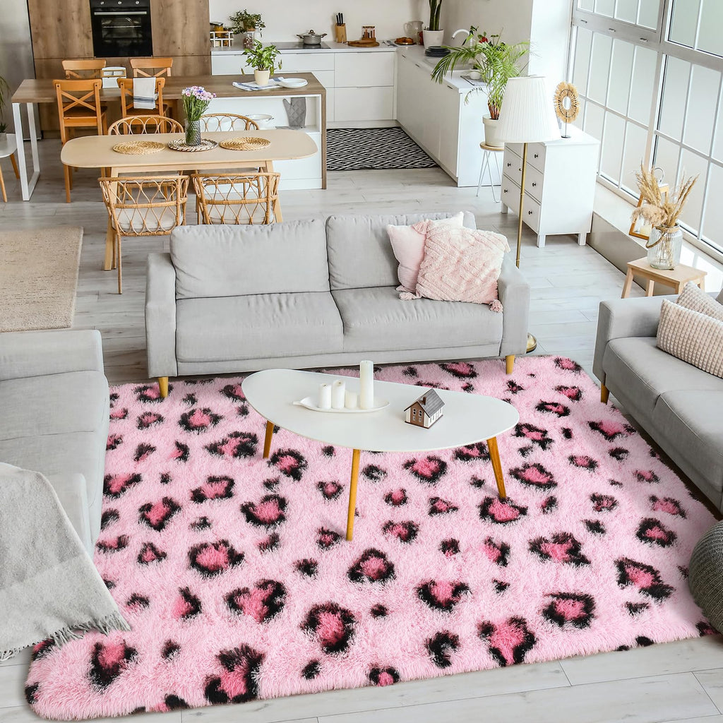 Leopard Rugs, Soft Bedroom Rugs - Fluffy Living Room Rugs, Girls Room Decor