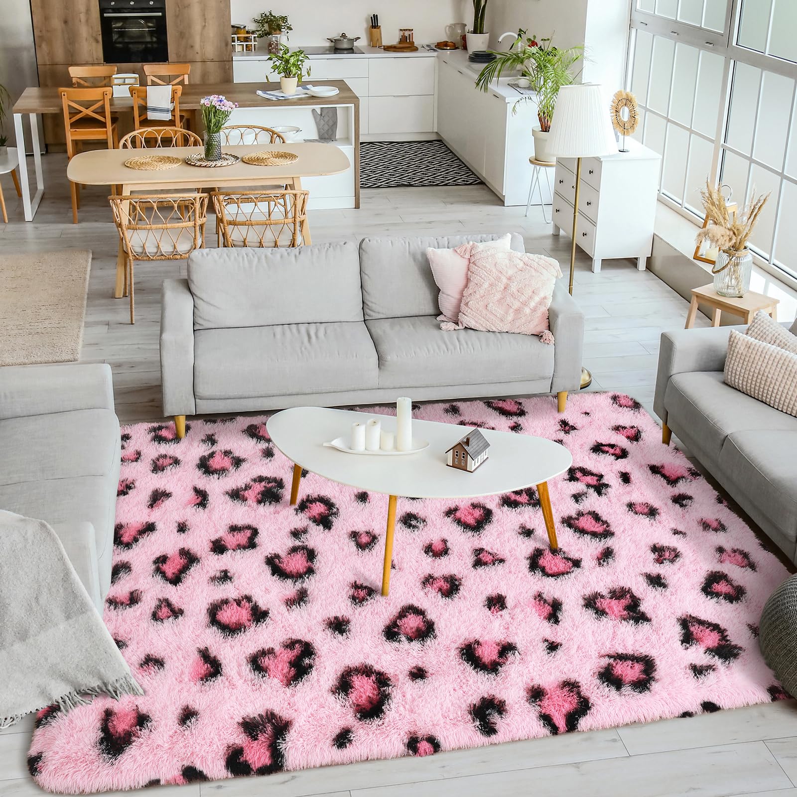 Leopard Rugs, Soft Bedroom Rugs - Fluffy Living Room Rugs, Girls Room Decor