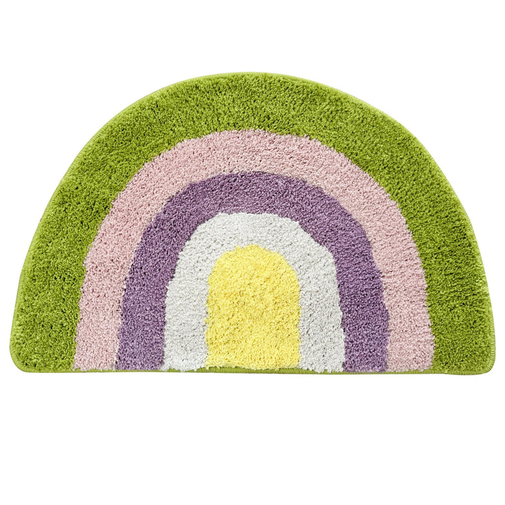 Rainbow Bathroom Rug Half Circle Bath Area Rug Doormat Rainbow Bath Mat Small Kids Room Throw Rug Water Absorbent Quick Dry 17.7"x27.6"
