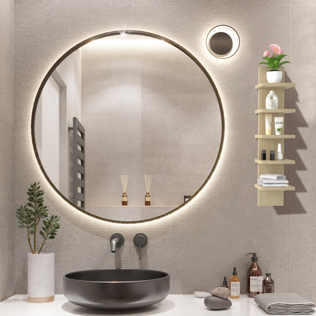 Vertical 5-Tier Wall Shelf Floating Storage Organizer for Bedroom & Living Room