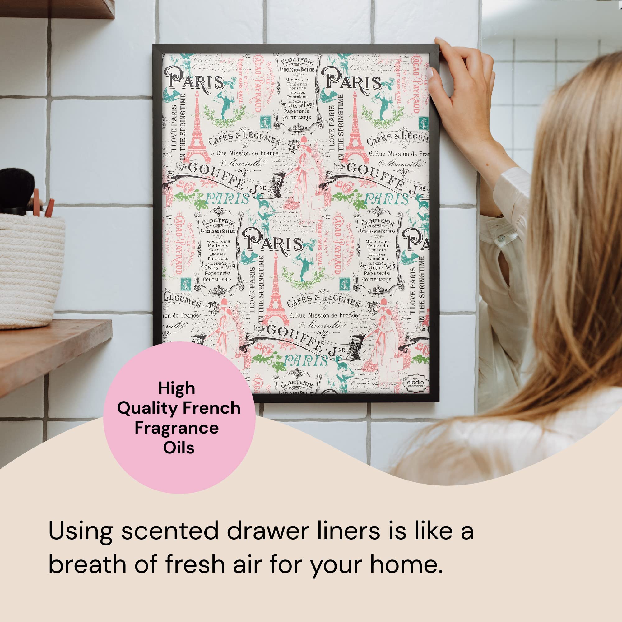 Scented Drawer Liners - Non-Adhesive Paper Sheets for Closet Shelves, Cabinet, Home Essentials & Dresser - 14 x 19.5 Inch Royal Damask Print Drawer Liner - Coquette Room Decor