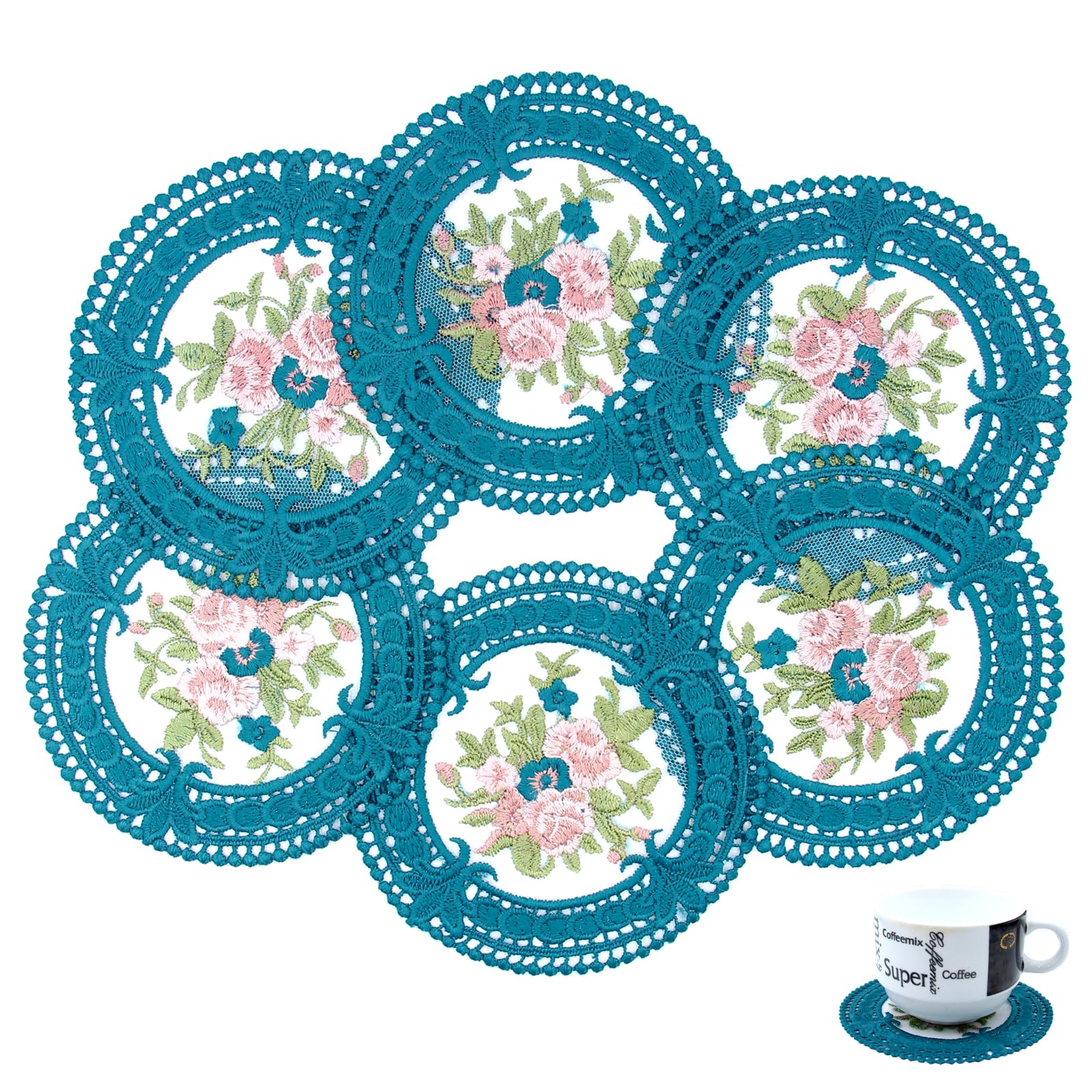 Vintage Lace Pink Coasters 4.5'' 8pk