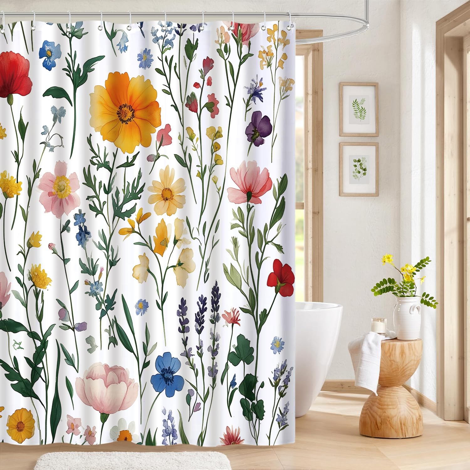 Cute Shower Curtain for Bathroom Modern Aesthetic Funky Decorative, Pretty Chic Cloth Set with Hooks, 72x72 Inch