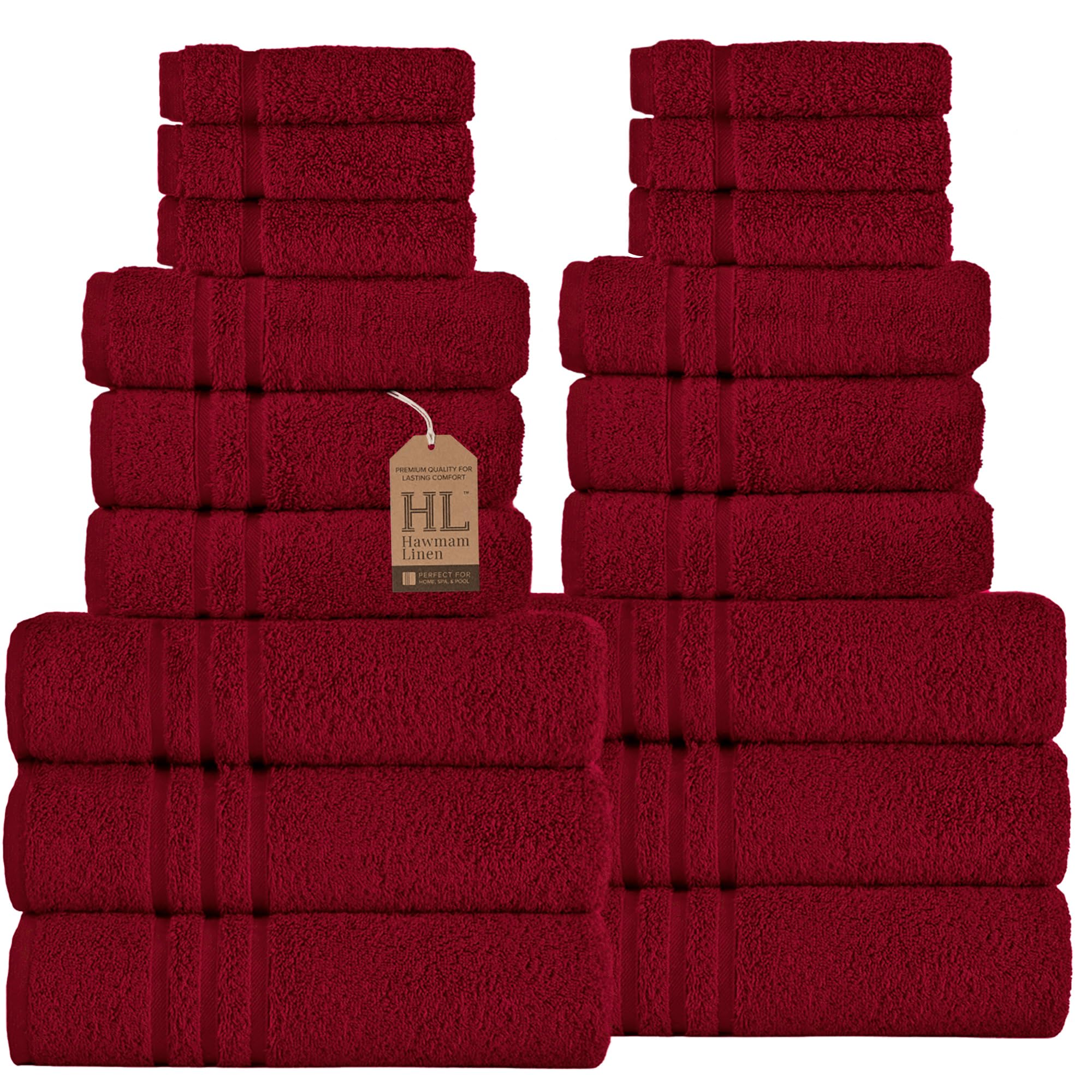 Linen Bath Towels Set for Bathroom Original Turkish Cotton Soft, Absorbent and Premium 2 Bath Towels, 2 Hand Towels, 2 Washcloths