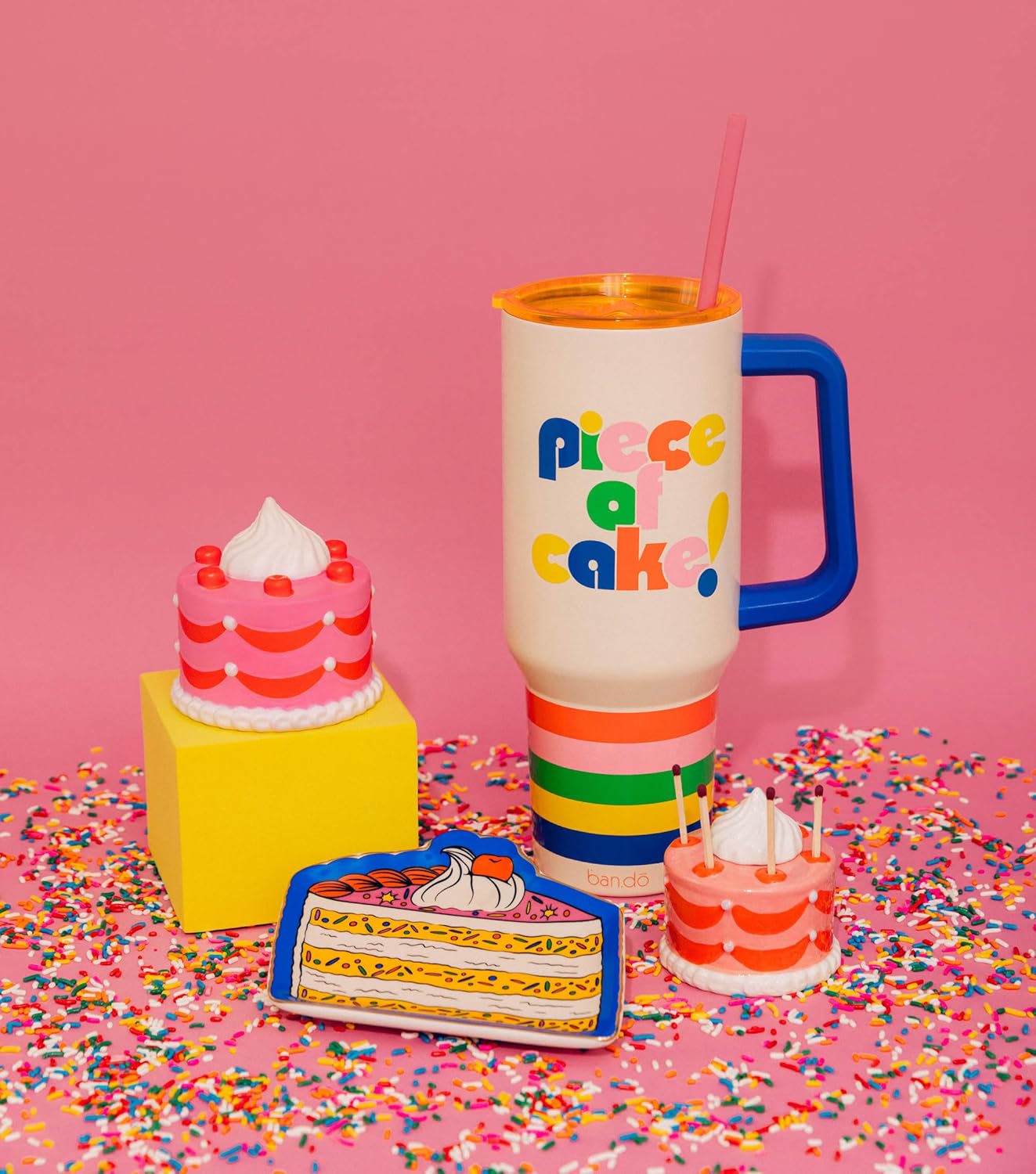 Cute Vintage Inspired Pink Cake Matchstick Holder