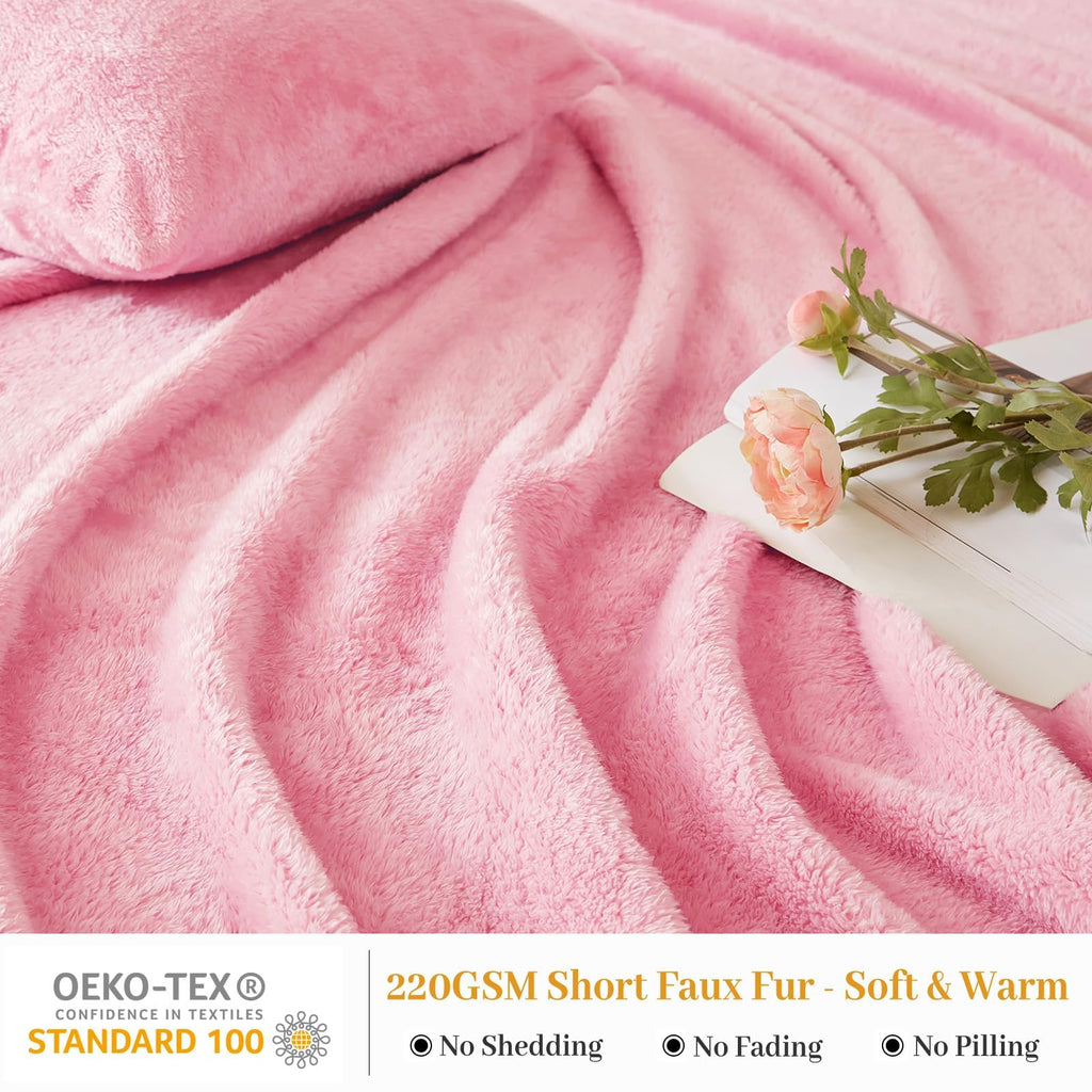 Faux Fur Pillow Cases Set of 2, Luxury Ultra Soft Fuzzy Pillowcases, Fluffy Plush Velvet Pillow Covers with Zipper, Cozy Warmth and No Shedding