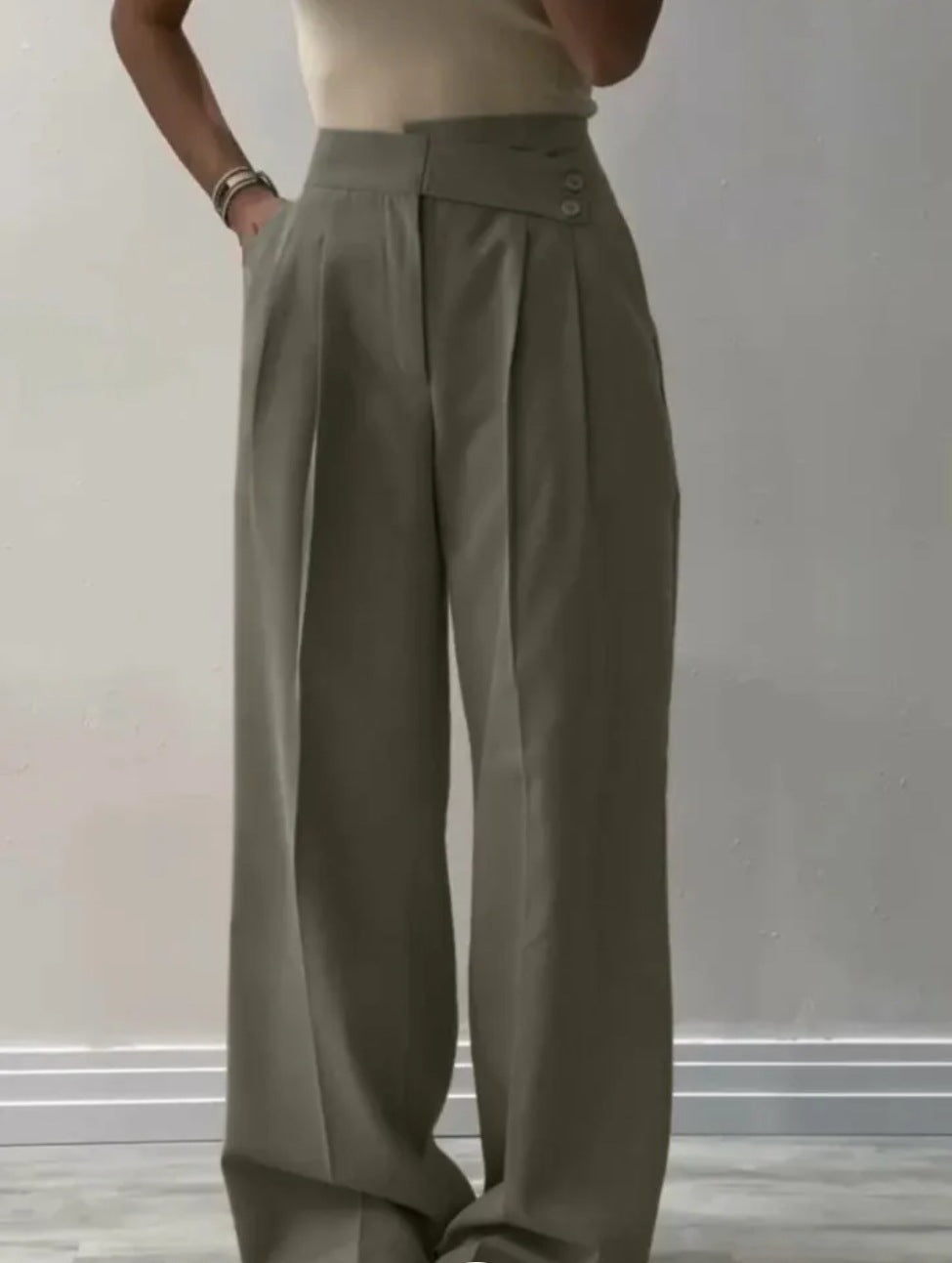 Women's Irregular Waist Wide Leg Pants Suit Pants