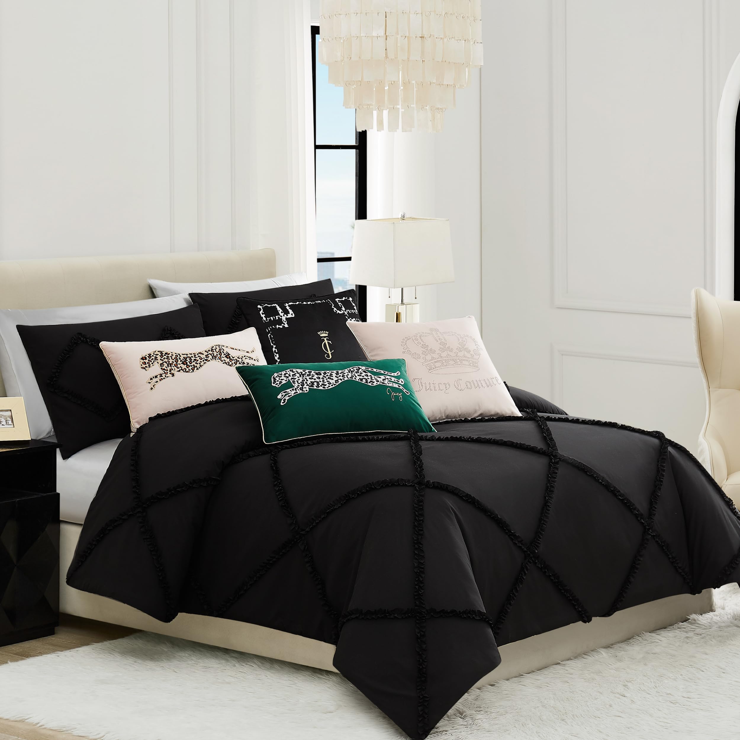 Juicy Couture Rectangle 1-Piece Living Room and Bedroom Décor, Decorative Accent, Premium Reversible Throw Pillow