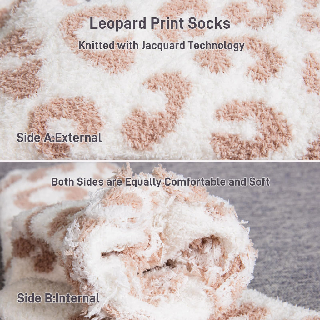 Fuzzy Socks for Women Leopard Print,Microfiber Cozy Socks Fluffy Warm Socks for Women, Luxury Gifts for Women
