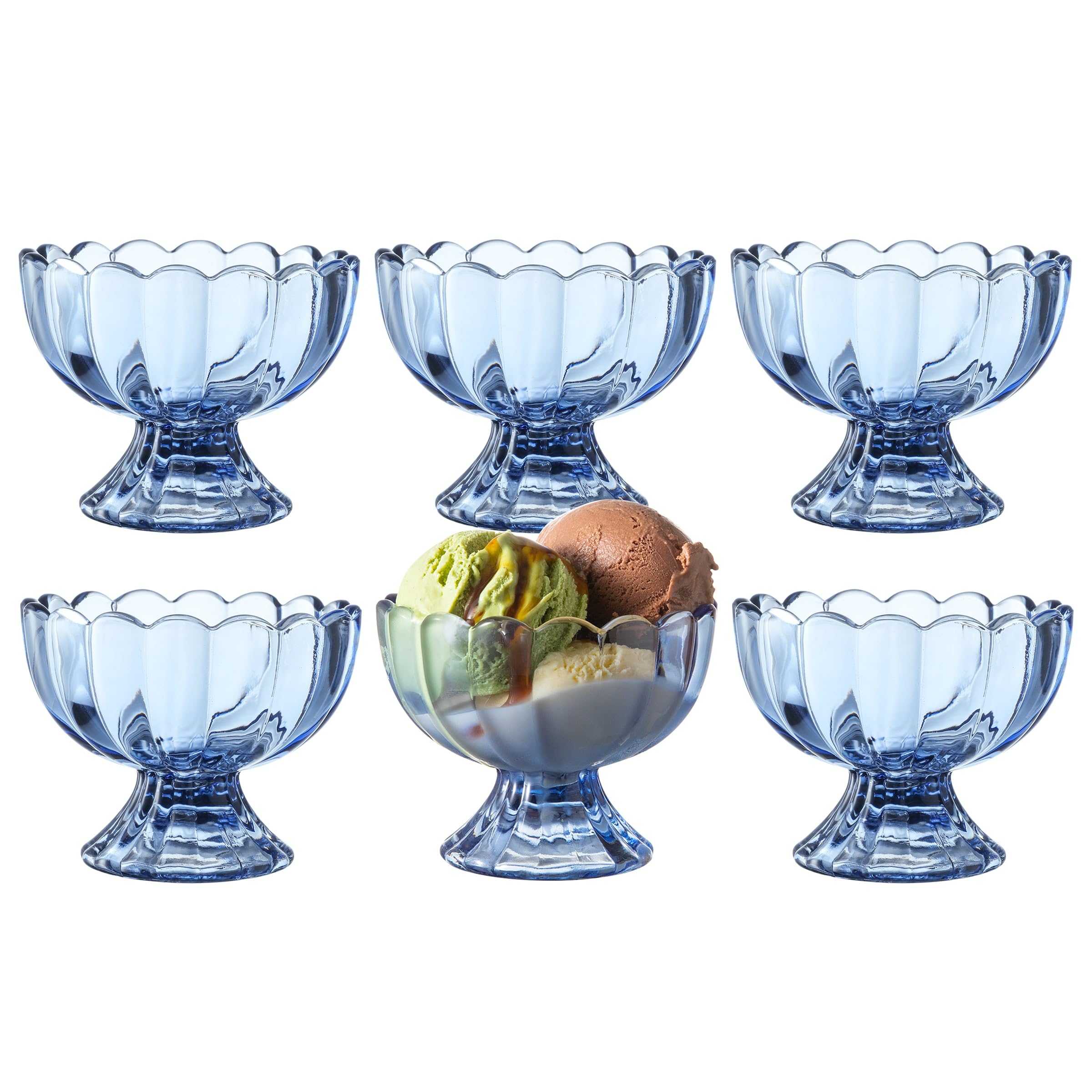 Set of 5oz Footed Tulip Glass Dessert Cups â€?Perfect for Ice Cream, Sundaes, Fruit, Snacks, Cocktails & Holiday Parties