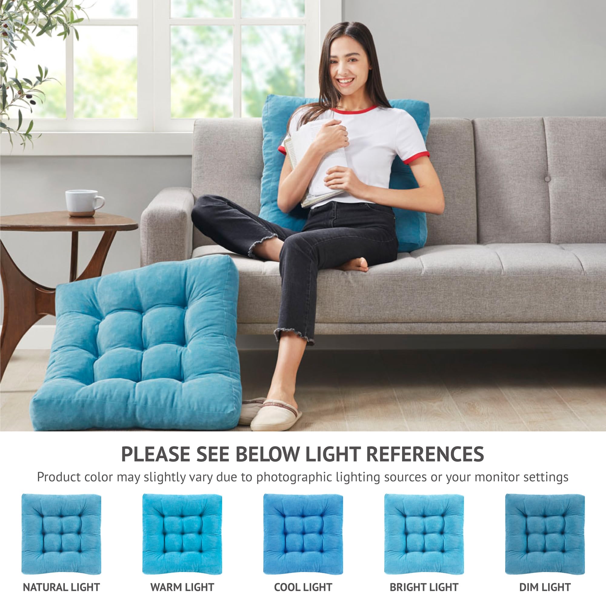 Square Large Pillows Seating Meditation Floor Pillow, Tufted Corduroy Cushion for Living Room